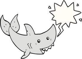 requin de dessin animé et bulle de dialogue vecteur