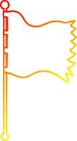 dessin de ligne de gradient chaud dessin animé agitant le drapeau vecteur