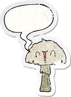 champignon de dessin animé et autocollant en détresse bulle vecteur
