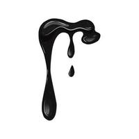 huile liquide fluide visqueuse noire, pétrole sur fond blanc isolé. dégoulinant de boue. illustration de dessin animé de vecteur