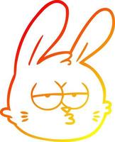 ligne de gradient chaud dessinant un visage de lapin blasé vecteur