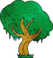 doodle dessin animé texturé d'un arbre vert vecteur