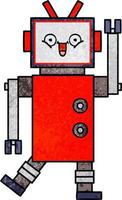 robot heureux de dessin animé de texture grunge rétro vecteur