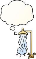 douche de dessin animé et bulle de pensée dans un style dégradé lisse vecteur
