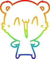 dessin de ligne de gradient arc-en-ciel dessin animé ours heureux vecteur