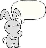 lapin de dessin animé mignon et bulle de dialogue vecteur