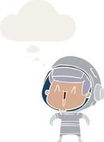 homme astronaute de dessin animé et bulle de pensée dans un style rétro vecteur