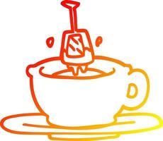ligne de gradient chaud dessinant une tasse de thé de dessin animé vecteur