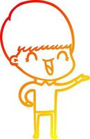 ligne de gradient chaud dessinant un garçon de dessin animé heureux vecteur