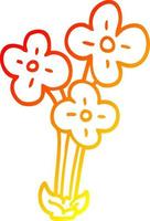 ligne de gradient chaud dessin dessin animé bouquet de fleurs vecteur