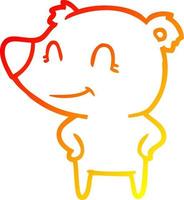 ligne de gradient chaud dessinant un ours amical avec les mains sur les hanches vecteur
