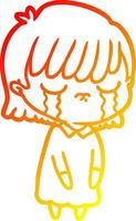 chaud gradient ligne dessin dessin animé femme qui pleure vecteur