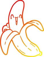 chaud gradient ligne dessin dessin animé fou heureux banane vecteur