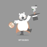 joyeux festival de vacances d'halloween avec ours en peluche vampire et citrouille, conception de personnage de dessin animé illustration vectorielle plane vecteur