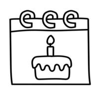 calendrier détachable d'autocollant doodle avec rappel d'anniversaire vecteur