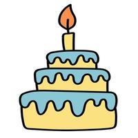 autocollant doodle avec un joli gâteau d'anniversaire vecteur