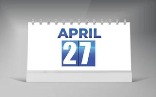 27 avril, modèle de conception de calendrier de bureau. conception de calendrier à date unique. vecteur