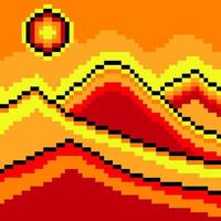 montagnes colorées avec pixel art. illustration vectorielle. vecteur