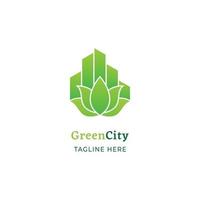 modèle vectoriel de conception de logo de ville verte de lotus urbain