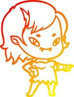 chaud gradient ligne dessin dessin animé sympathique vampire fille pointant vecteur