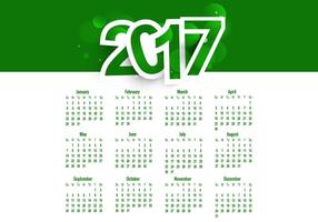 Calendrier de couleur verte de l'année 2017 vecteur