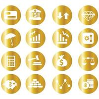 série de cercle d'icônes de finance d'or vecteur