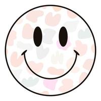 joli visage heureux avec symbole de cercle de sourire avec des taches pastel. illustration vectorielle isolée sur fond blanc. clip art mignon, élément de conception vecteur