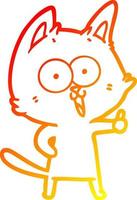 ligne de gradient chaud dessinant un chat de dessin animé drôle vecteur