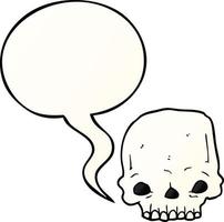 crâne effrayant de dessin animé et bulle de dialogue dans un style de dégradé lisse vecteur