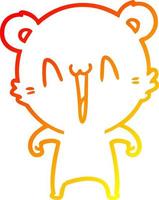 dessin de ligne de gradient chaud dessin animé heureux ours polaire vecteur