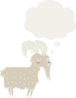 chèvre de dessin animé et bulle de pensée dans un style rétro vecteur