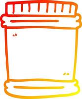 ligne de gradient chaud dessinant des pots de vitamines de dessin animé vecteur