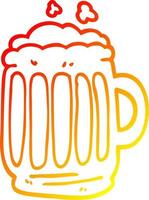 chaud gradient ligne dessin dessin animé chope de bière vecteur