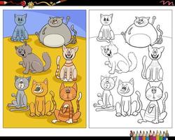coloriage de personnages animaux de chats de dessin animé vecteur