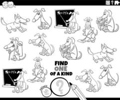 une tâche unique avec une page de coloriage de chiens de dessin animé drôle vecteur
