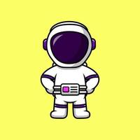 illustration d'icône vectorielle de dessin animé mignon astronaute debout. concept de dessin animé plat de technologie scientifique