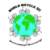 3 juin conception de modèle de journée mondiale du vélo pour bannière, cartes de voeux, logo, mnémonique, symbole, icône, étiquette, bannière ou illustration vectorielle de conception d'affiche vecteur