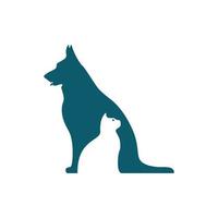 clinique vétérinaire avec image vectorielle logo chat et chien vecteur