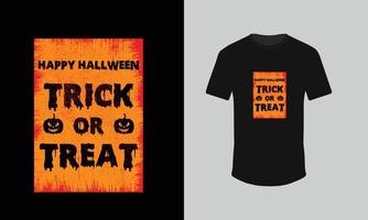 tromper ou traiter la conception de t-shirt halloween avec citrouille vecteur