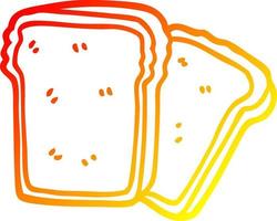 ligne de gradient chaud dessinant des tranches de pain de dessin animé vecteur