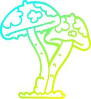 champignon de dessin animé de dessin de ligne de gradient froid vecteur