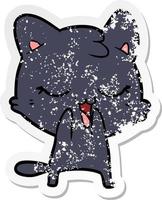 autocollant en détresse d'un chat de dessin animé vecteur