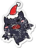 autocollant de noël en détresse dessin animé de chauve-souris kawaii vecteur