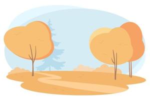 paysage d'automne avec des arbres. style plat d'arrière-plan automne pour les éléments ou le modèle. vecteur