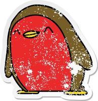 autocollant en détresse dessin animé mignon kawaii red robin vecteur