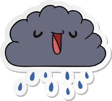 Sticker cartoon kawaii nuage de pluie météo vecteur