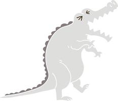 crocodile de bande dessinée dessiné à la main excentrique vecteur