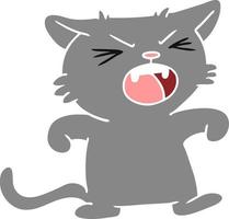 doodle de dessin animé d'un chat hurlant vecteur