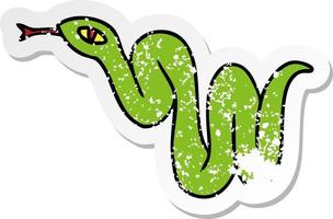 doodle dessin animé autocollant en détresse d'un serpent de jardin vecteur