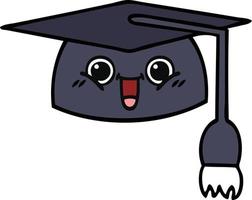 chapeau de graduation de dessin animé mignon vecteur
